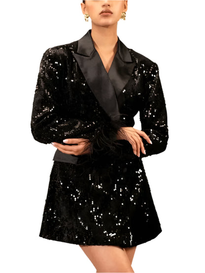 Sequin Feather Blazer Elegant