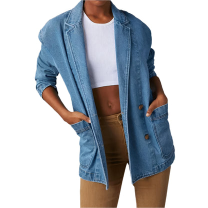 Double-Breasted Denim Blazer