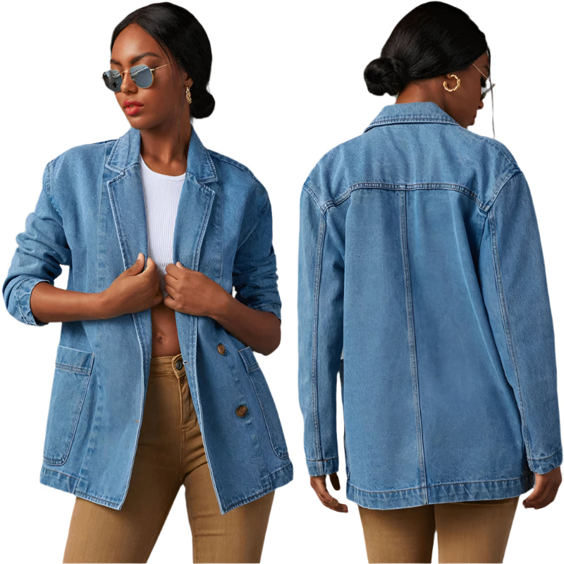 Double-Breasted Denim Blazer