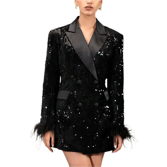 Sequin Feather Blazer Elegant